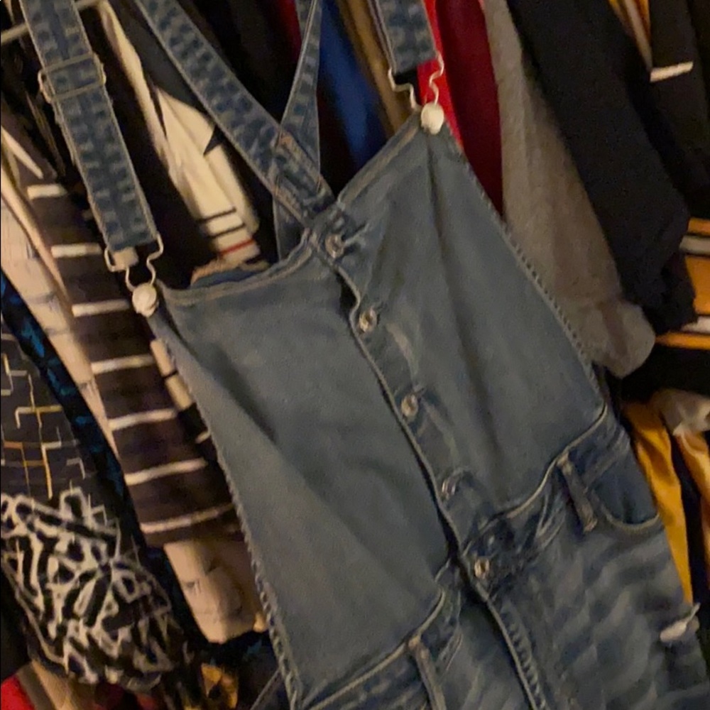 Women’s Medium Wash Destroyed Overalls